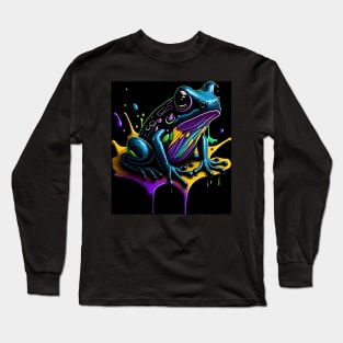 Splash Art of a Cute Colorful Frog Long Sleeve T-Shirt